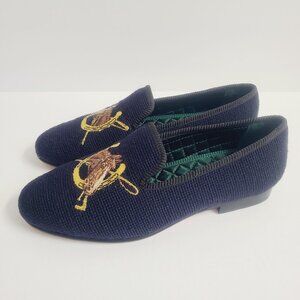 NEW Polo Ralph Lauren Paxton Needlepoint Horse Equestrian Shoes Size 9.5 Blue
